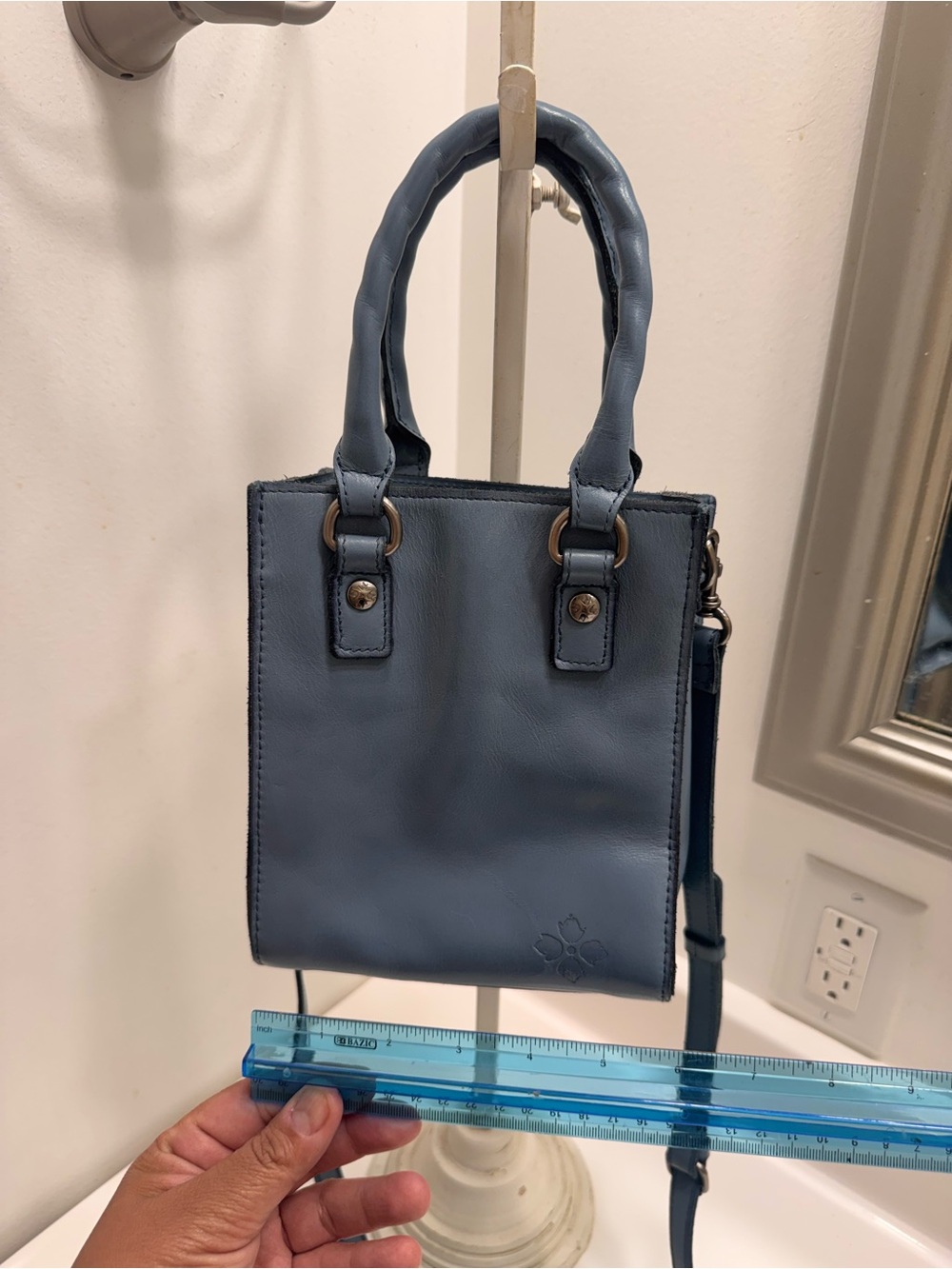 Patricia Nash Slate Blue Leather Crossbody Satchel